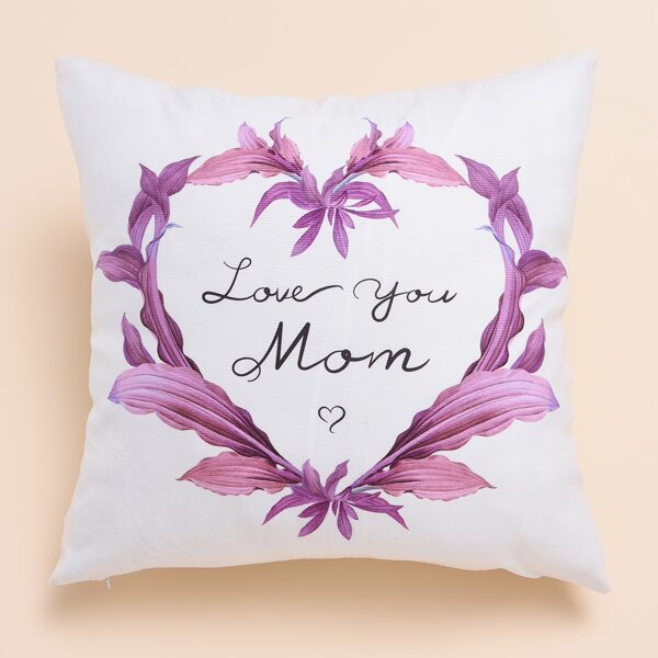 

Heart Print Cushion Cover Without Filler, White