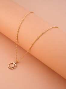 Sun Moon Charm Necklace - Yellow Gold - View 3