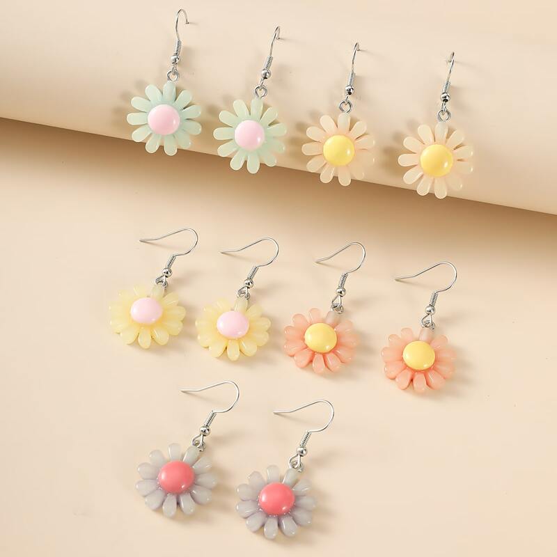 

5pairs Luminous Flower Drop Earrings, Multicolor