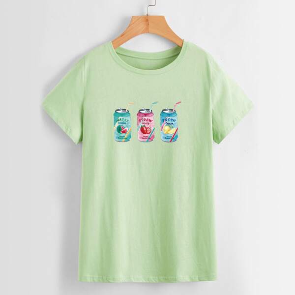 

Juice Print Short Sleeve Tee, Lime green