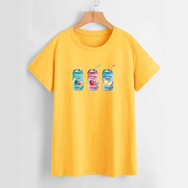 

Juice Print Short Sleeve Tee, Yellow