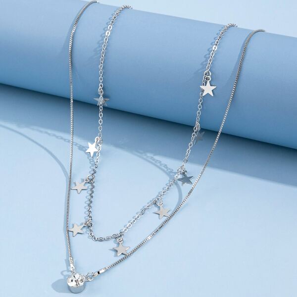 

Star Charm Layered Necklace, Silver