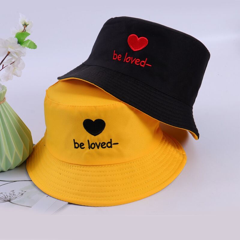 

Heart Embroidery Reversible Bucket Hat, Multicolor