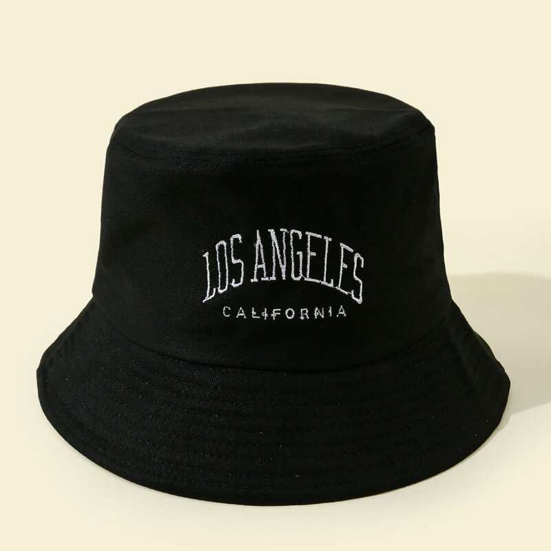 

Letter Graphic Embroidery Bucket Hat, Black