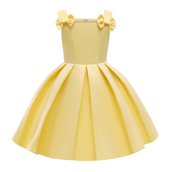 

Toddler Girls Bow Front Tie Back Gown Dress, Yellow