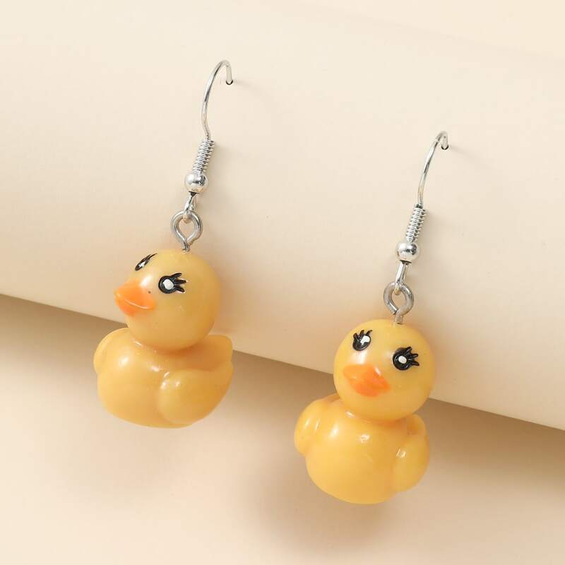 

Cartoon Duck Drop Earrings, Yellow