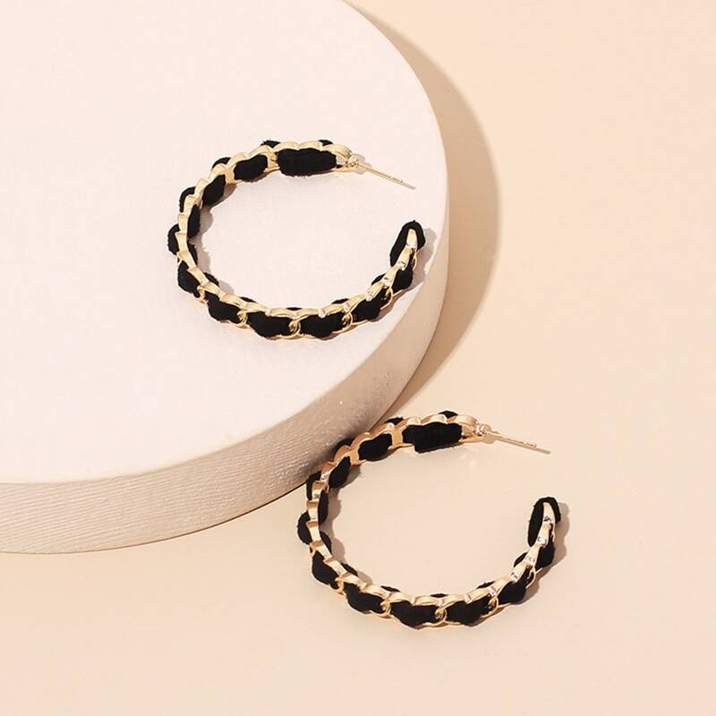 

1pair C-shaped Earrings, Black