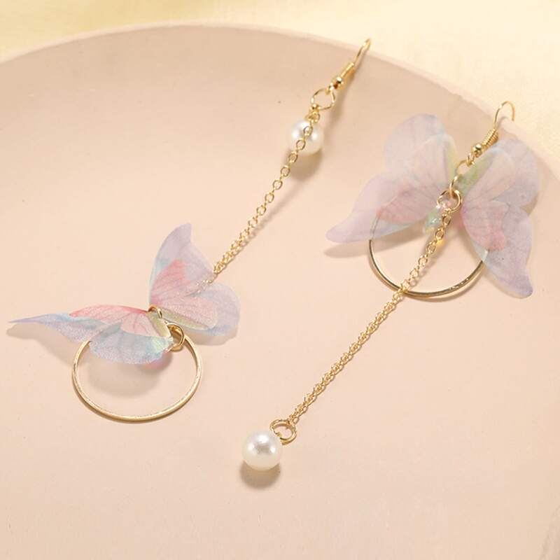 

Butterfly Drop Earrings, Gold