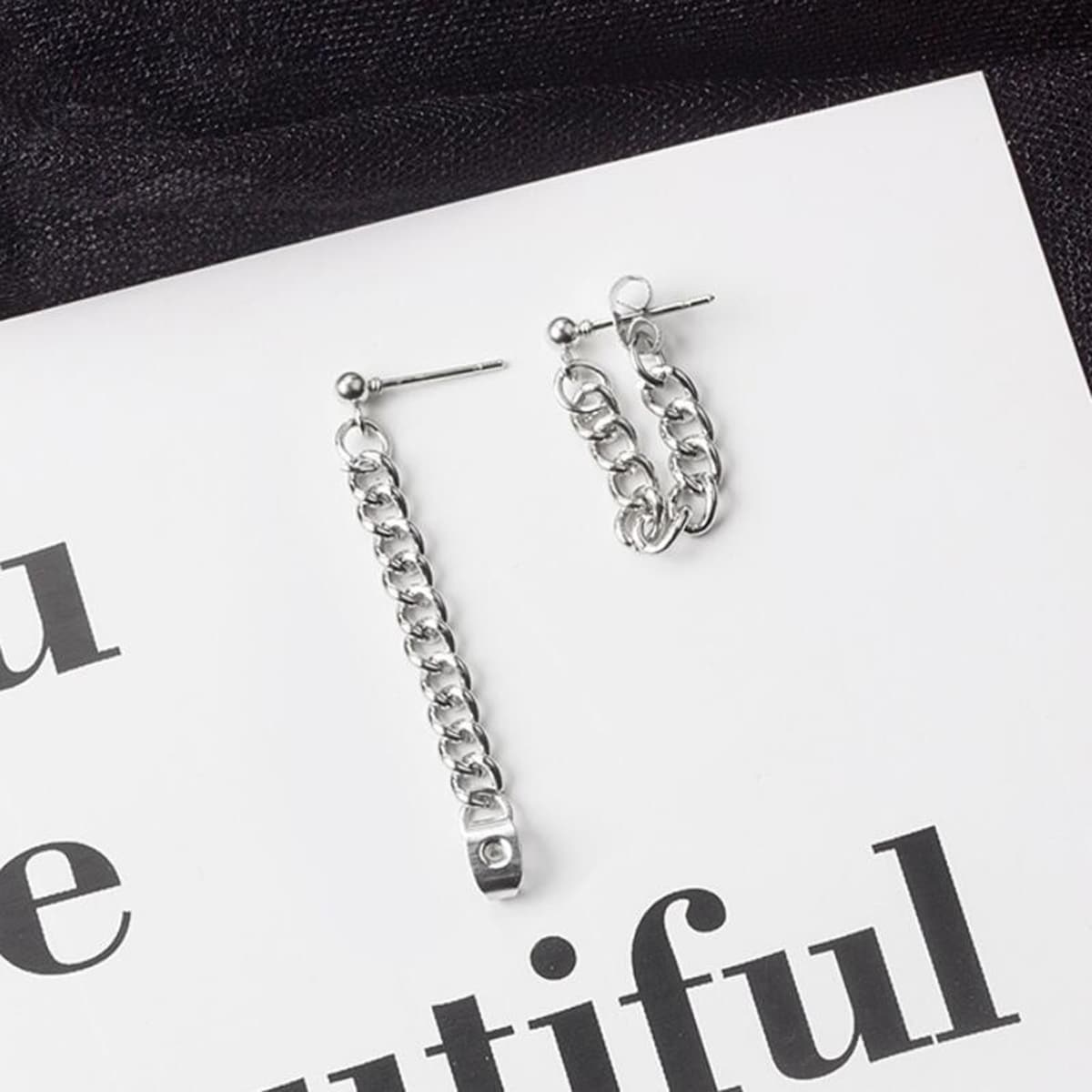 

Chain Drop Earrings, Silver