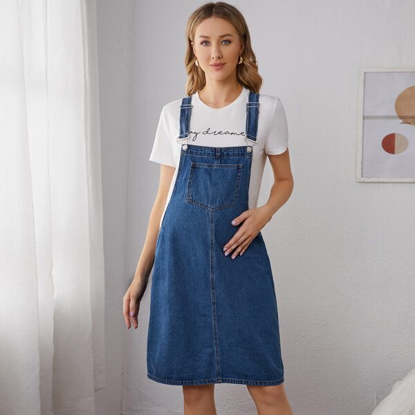 

Maternity Pocket Detail Denim Overalls, Medium wash