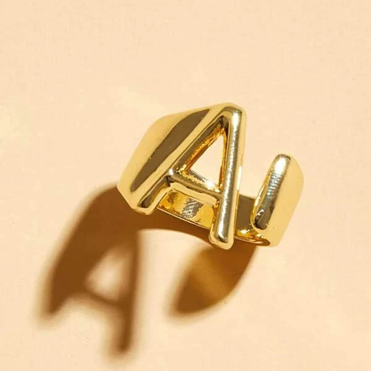

Letter Graphic Cuff Ring, Gold