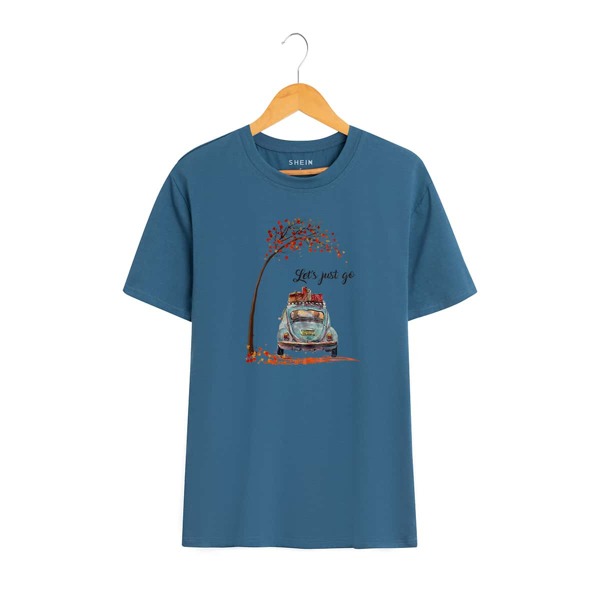 

Slogan Graphic Short Sleeve Tee, Navy blue