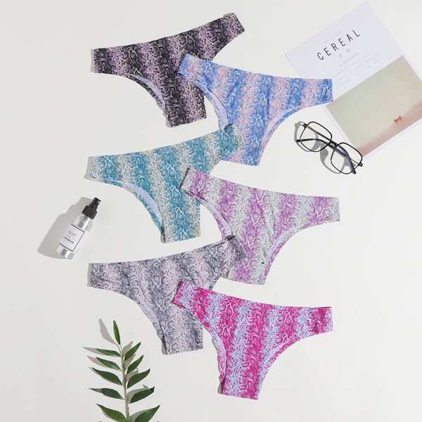

6pack Snakeskin Print Panty Set, Multicolor