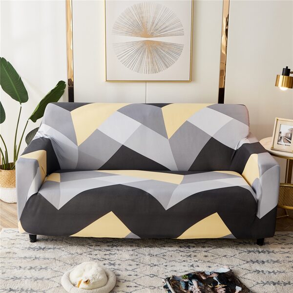 

Geometric Pattern Sofa Slipcover & 1pc Cushion Cover Without Filler, Multicolor
