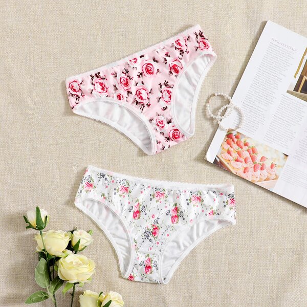 

2pack Floral Print Panty Set, Multicolor