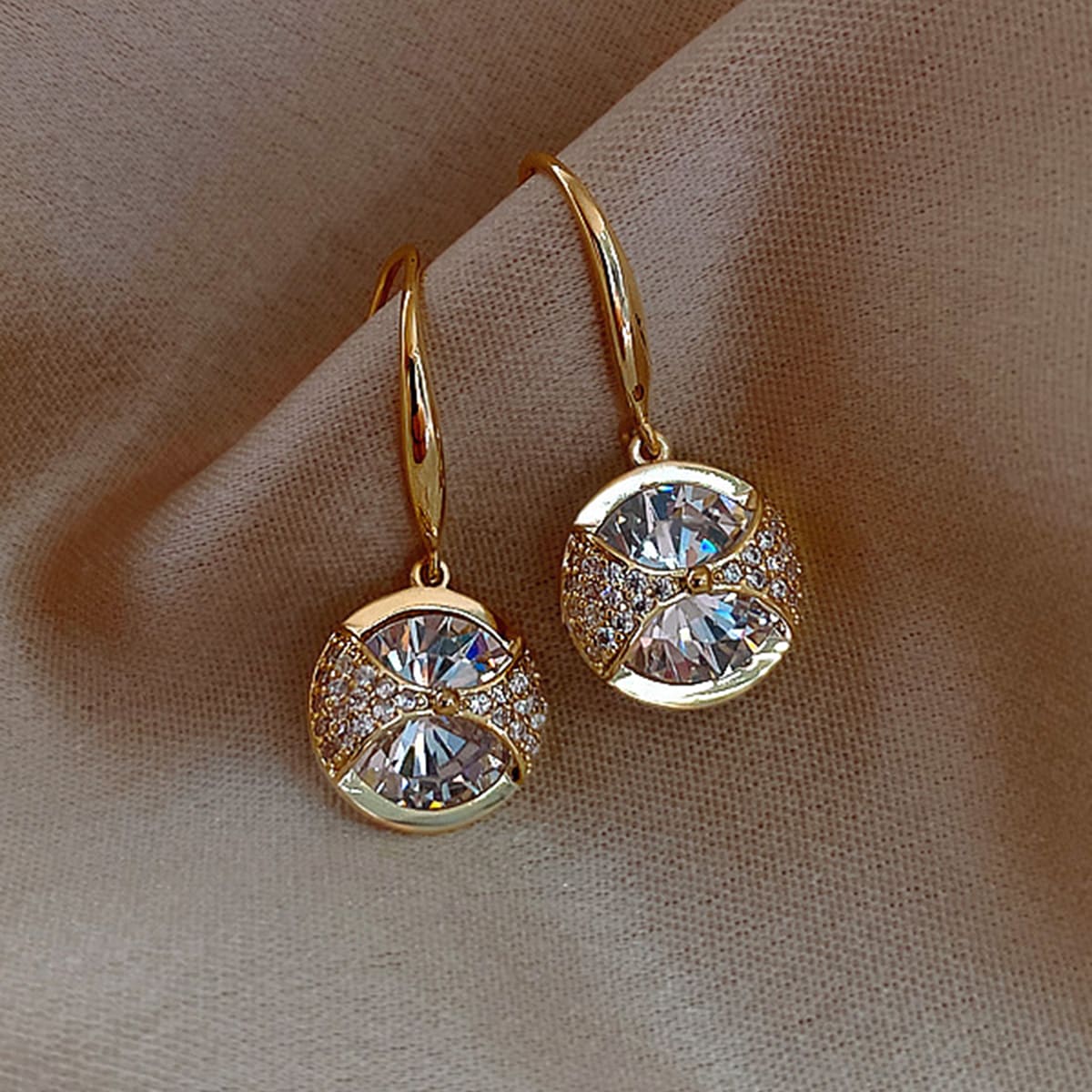 

Rhinestone Drop Earrings, Gold