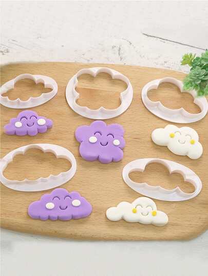 5pcs Cloud Shaped Biscuit Mold, Cartoon White Cookie Cutter For Baking