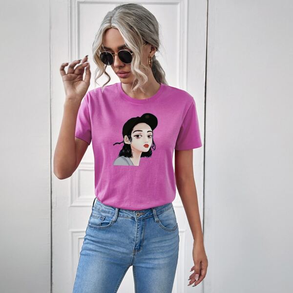 

Figure Graphic Round Neck Tee, Purple