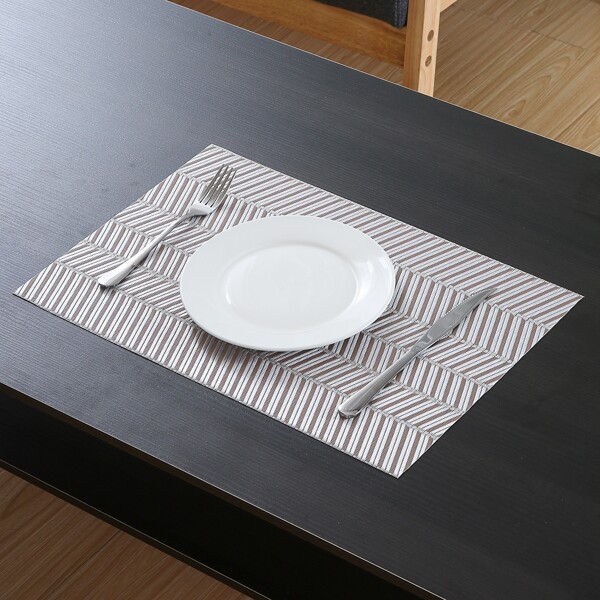 

1pc Striped Pattern Placemat, Coffee brown