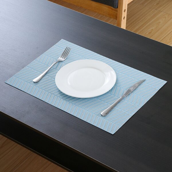 

1pc Striped Pattern Placemat, Blue
