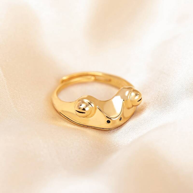 

1pc Frog Design Ring, Gold