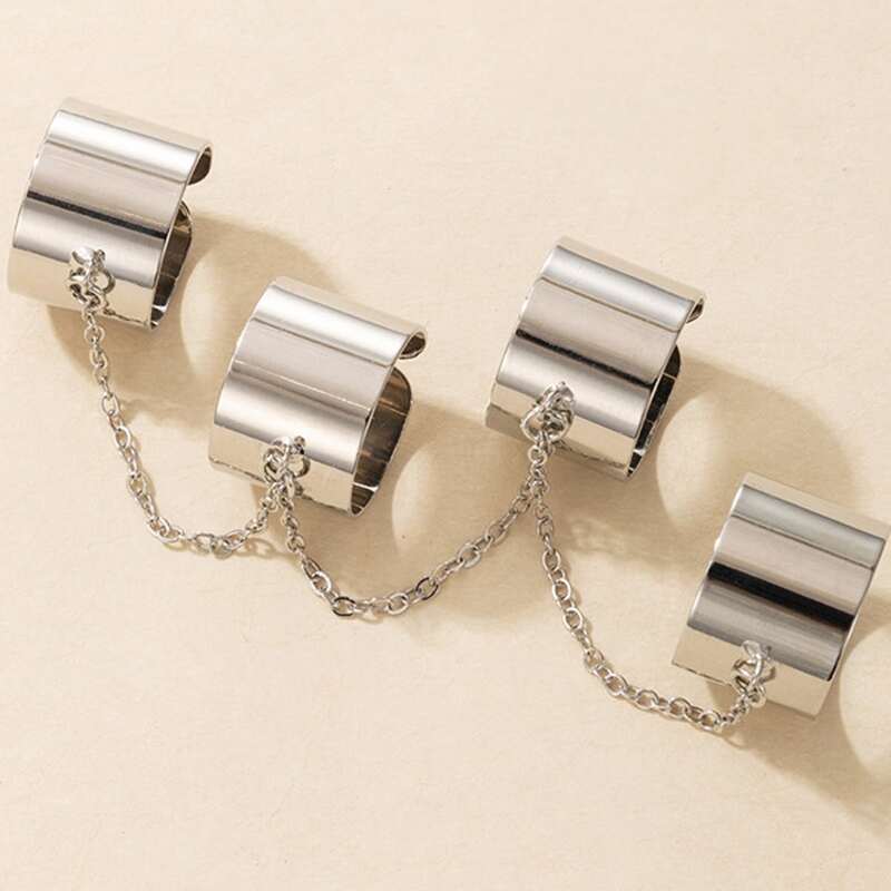 

4pcs Chain Linked Ring, Silver