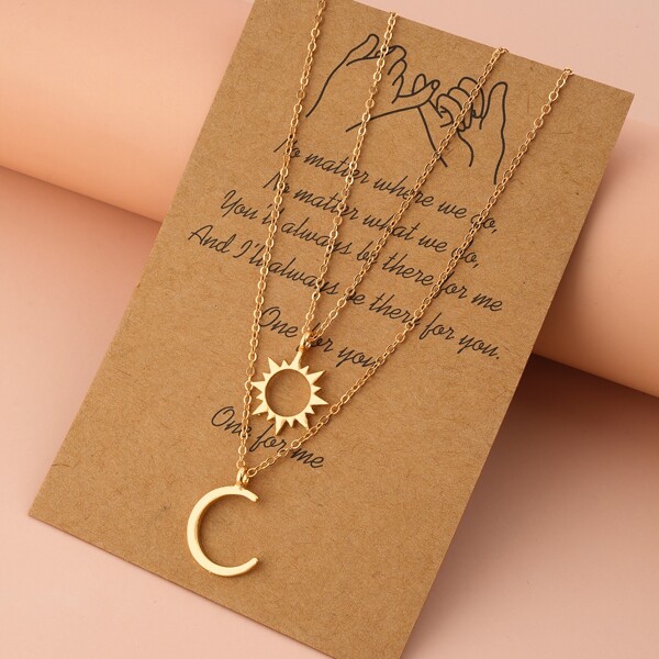 

2pcs Moon Charm Necklace, Gold