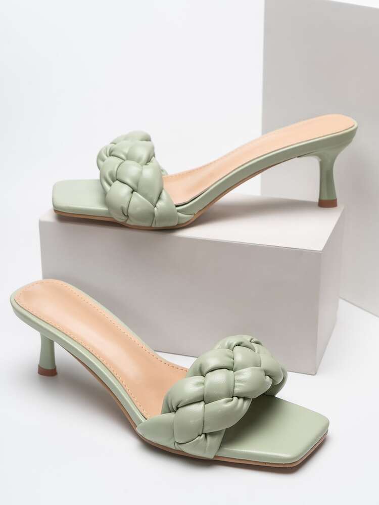 Braided Mule Sandals - Green - View 1