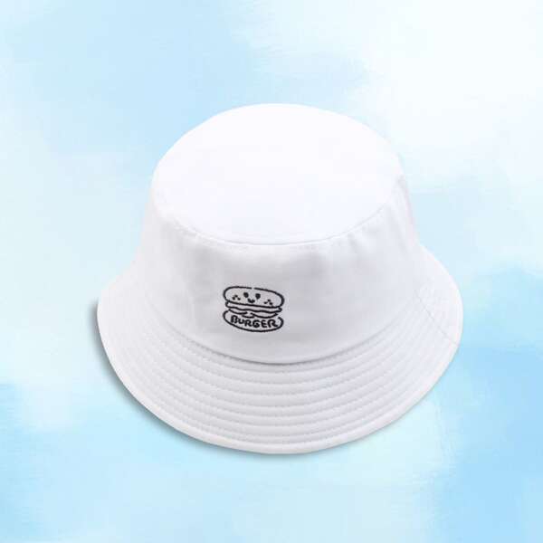 

Men Embroidery Bucket Hat, White