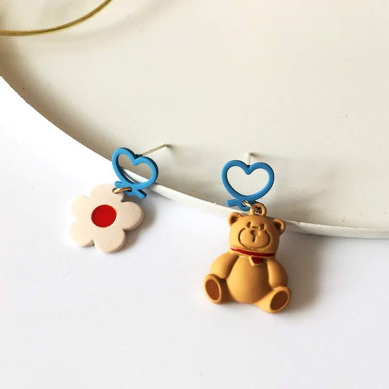 

Bear & Floral Drop Earrings, Multicolor