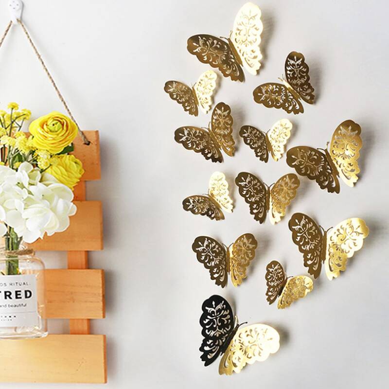 

12pcs Butterfly Wall Sticker, Multicolor
