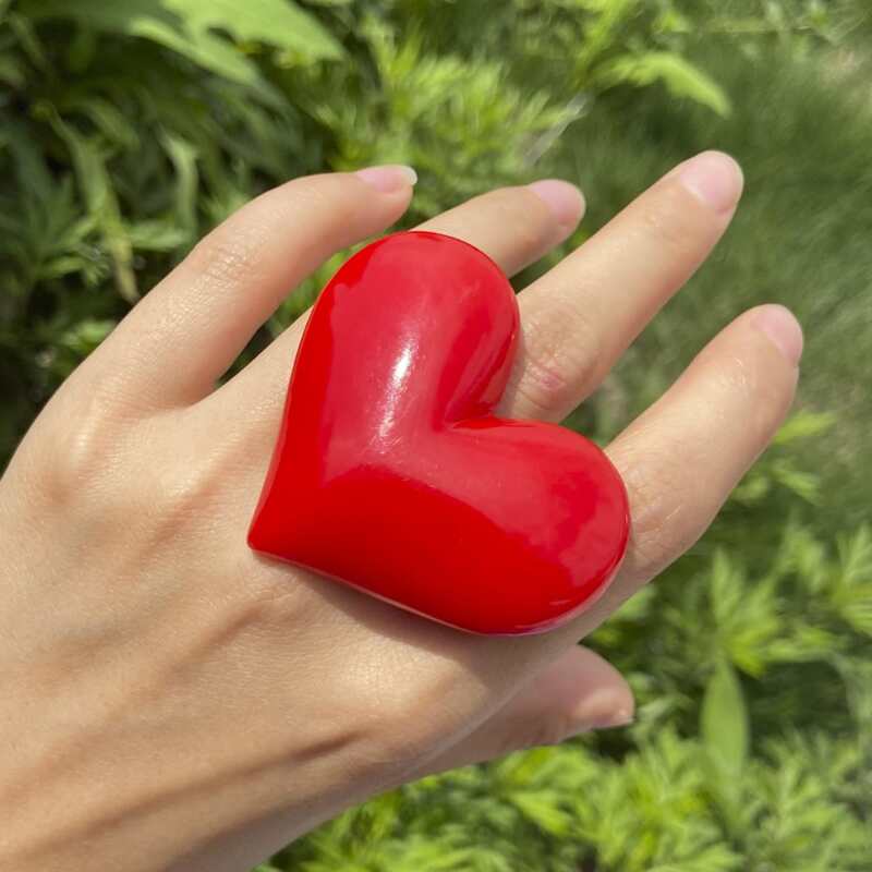 

Heart Decor Ring, Red