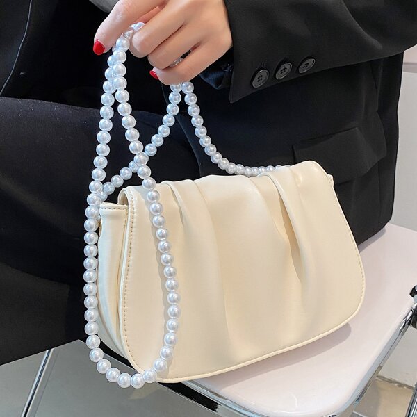 

Ruched Crossbody Bag, Beige