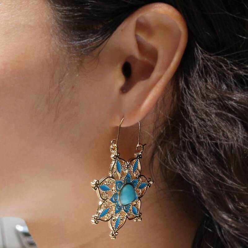 

Floral Drop Earrings, Blue