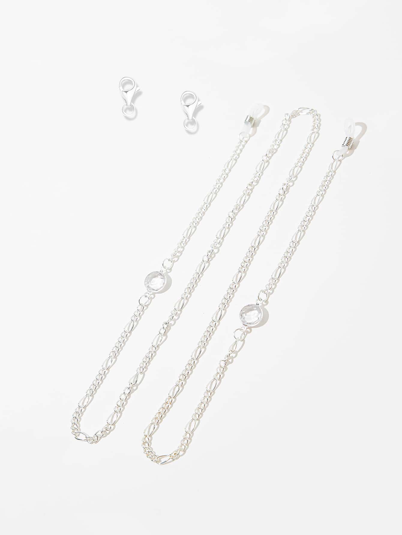 Dây chuyền che mặt Đồ trang trí Rhinestone - Bạc - Xem 1