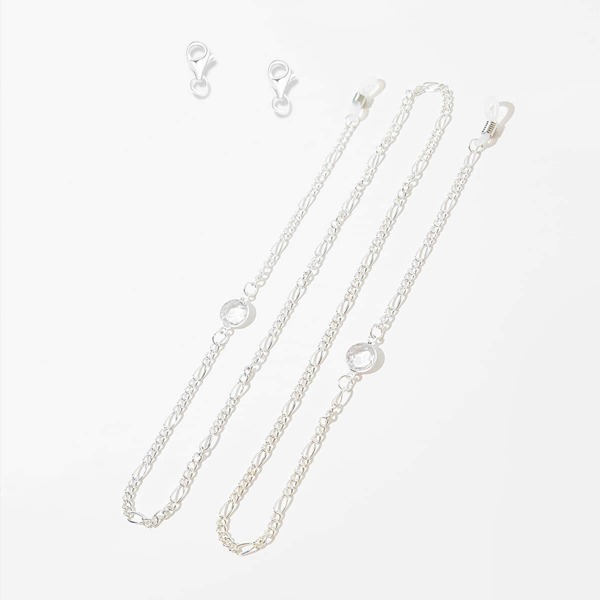 

Rhinestone Decor Face Mask Chain, Silver