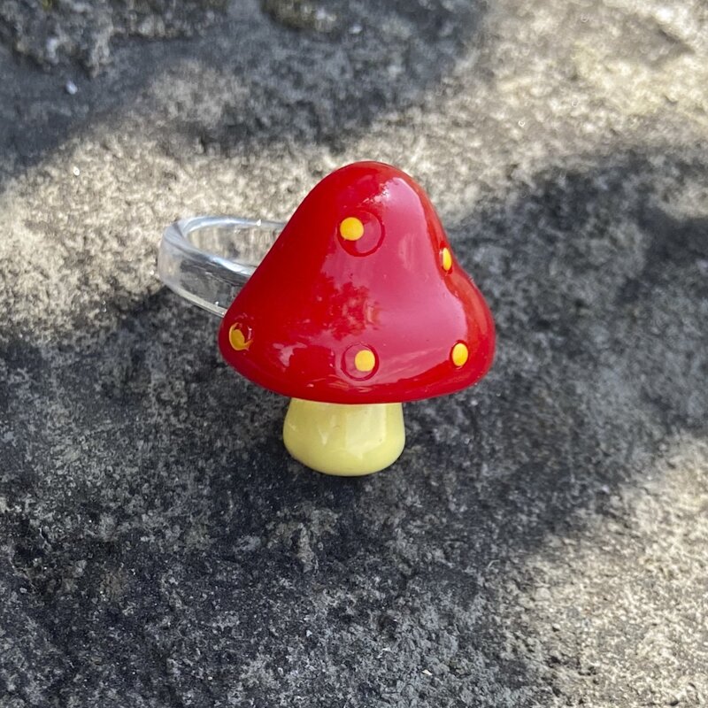 

Mushroom Decor Ring, Red