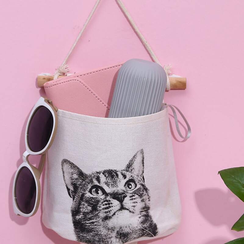 

1pc Cat Print Random Hanging Storage Bag, Multicolor