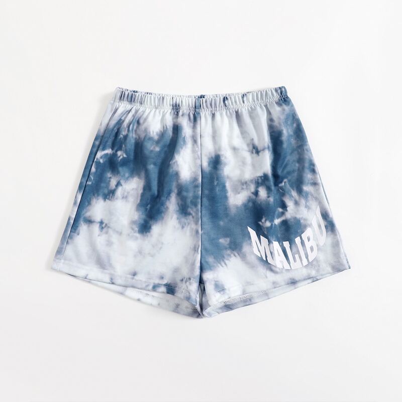 

Letter Tie Dye Shorts, Blue and white