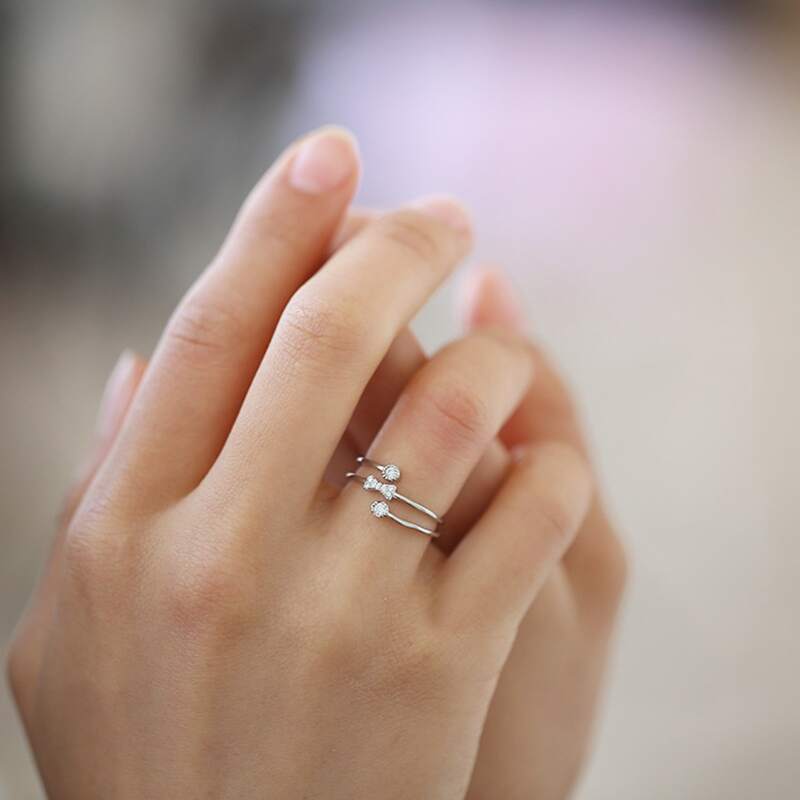 

Rhinestone Decor Ring, Silver