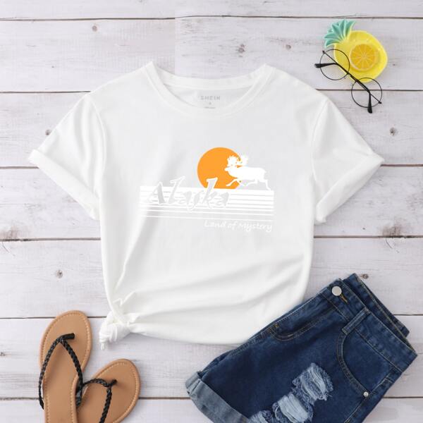 

Letter Graphic Crew Neck Tee, White
