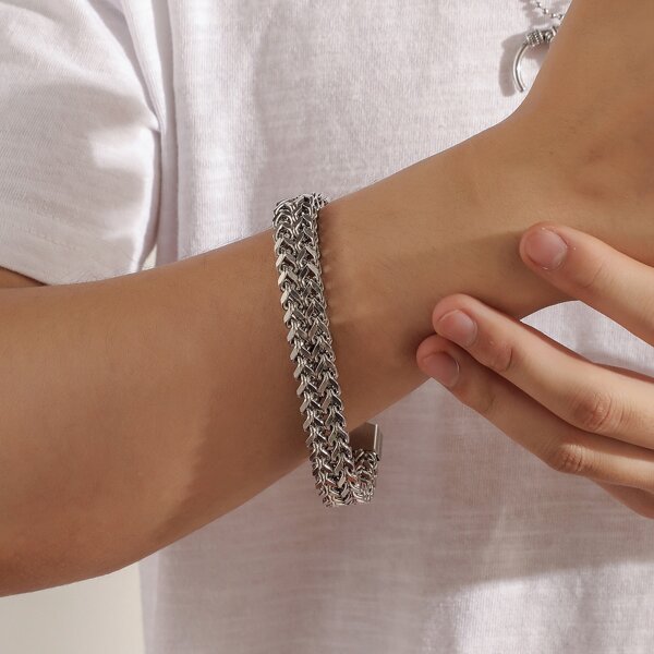 

Men Link Bracelet, Silver