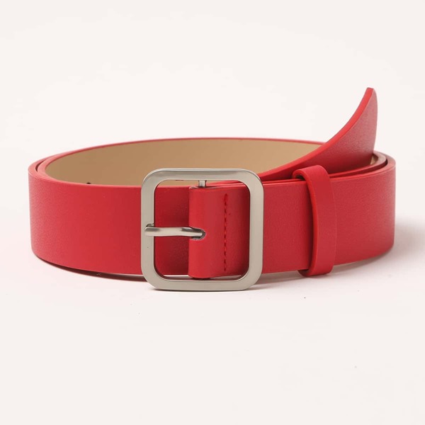 

Square Buckle Belt, Red