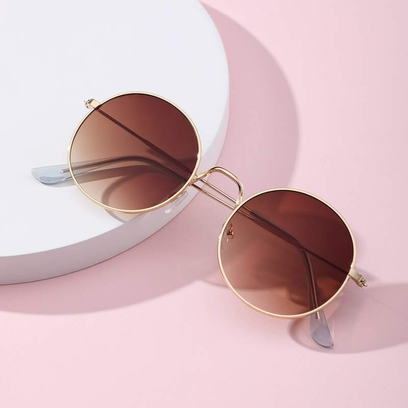 

Round Frame Ombre Lens Sunglasses, Brown