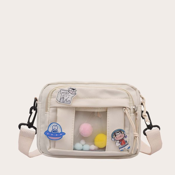 

Clear Detail Canvas Crossbody Bag, Beige
