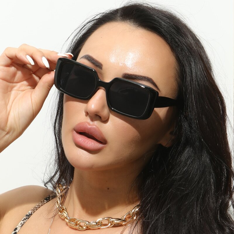 

Rectangle Frame Sunglasses, Black