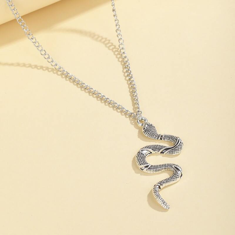 

Serpentine Pendant Necklace, Silver