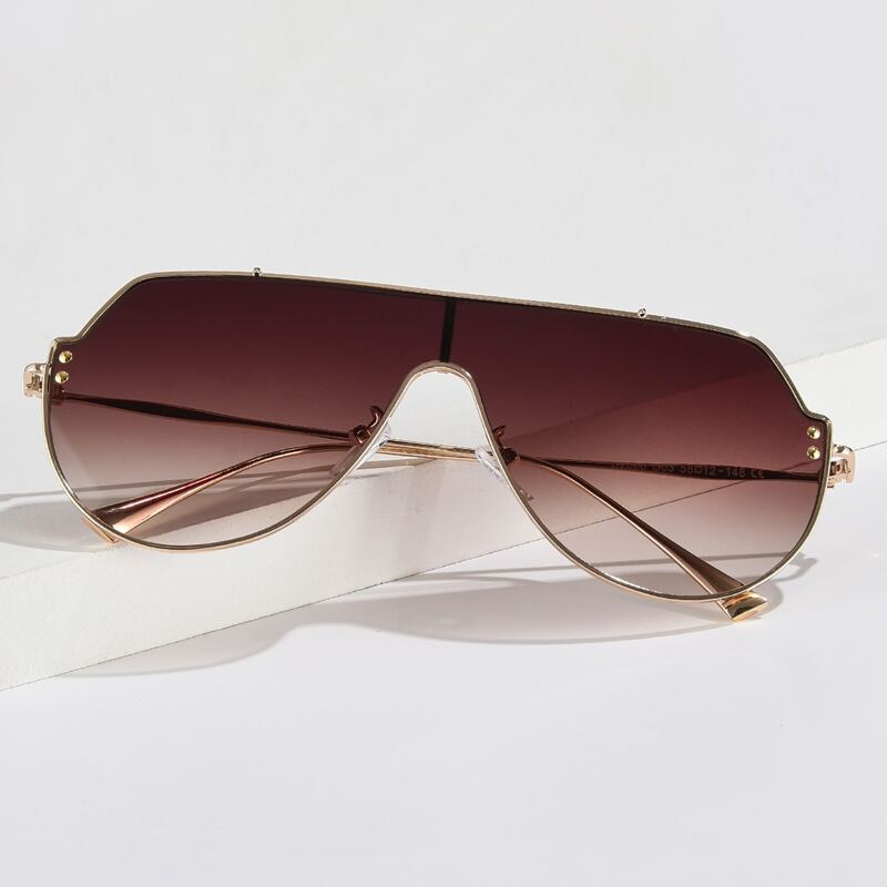 

Flat Top Frame Sunglasses, Brown
