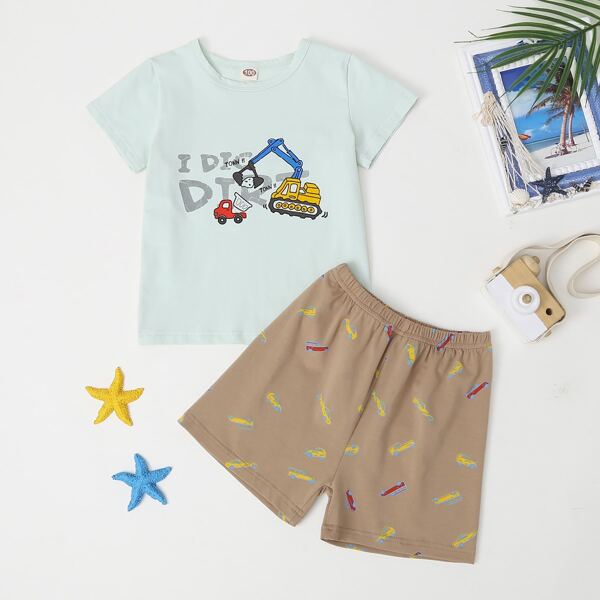 

Toddler Boys Cartoon Graphic Tee & Shorts, Multicolor