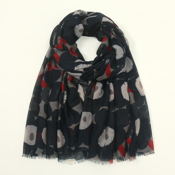 

Flower Print Scarf, Black